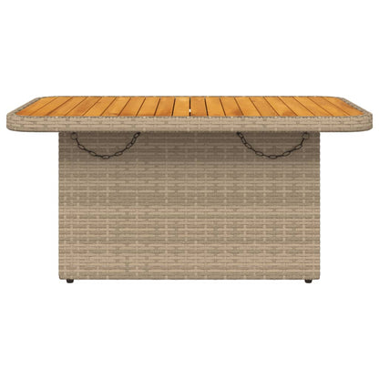 Garden Table Poly Rattan and Acacia Wood Beige 90 cm 55 cm