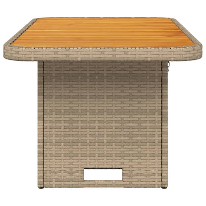 Garden Table Poly Rattan and Acacia Wood Beige 90 cm 55 cm