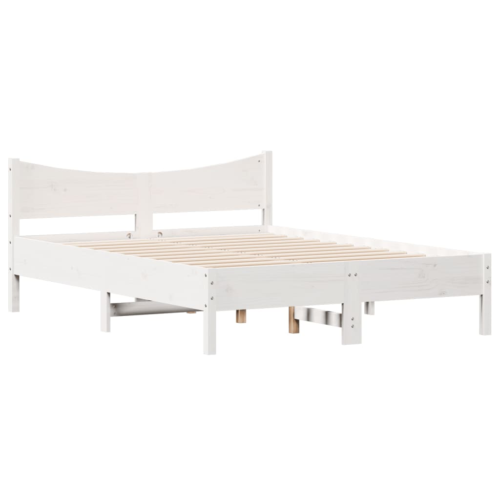 Bed Frame without Mattress Solid Wood Pine Length 200 cm White 140 cm