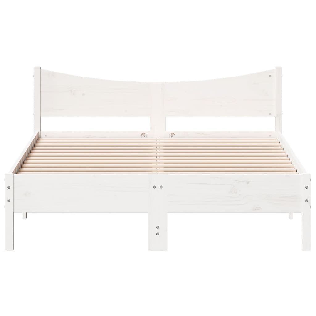 Bed Frame without Mattress Solid Wood Pine Length 200 cm White 140 cm