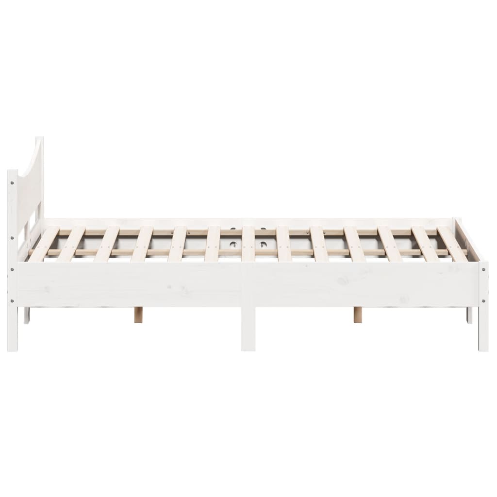 Bed Frame without Mattress Solid Wood Pine Length 200 cm White 140 cm