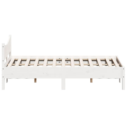 Bed Frame without Mattress Solid Wood Pine Length 200 cm White 140 cm
