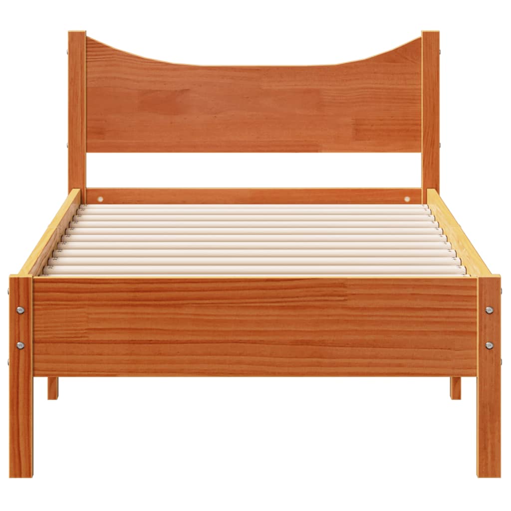 vidaXL Bed Frame without Mattress Wax Brown 75x190 cm Small Single Solid Wood Pine 4