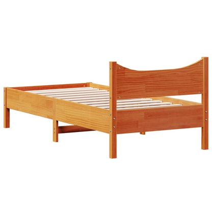 vidaXL Bed Frame without Mattress Wax Brown 75x190 cm Small Single Solid Wood Pine 6