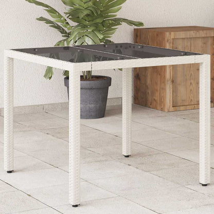 vidaXL Garden Table with Glass Top 90x90x75 cm Poly Rattan