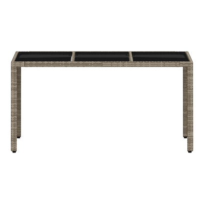 Garden Table with Glass Top 150x90x75 cm Poly Rattan Light grey