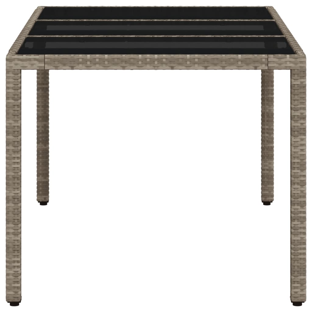 Garden Table with Glass Top 150x90x75 cm Poly Rattan Light grey