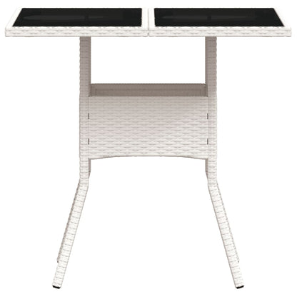 vidaXL Garden Table with Glass Top White 80x80x75 cm Poly Rattan 5