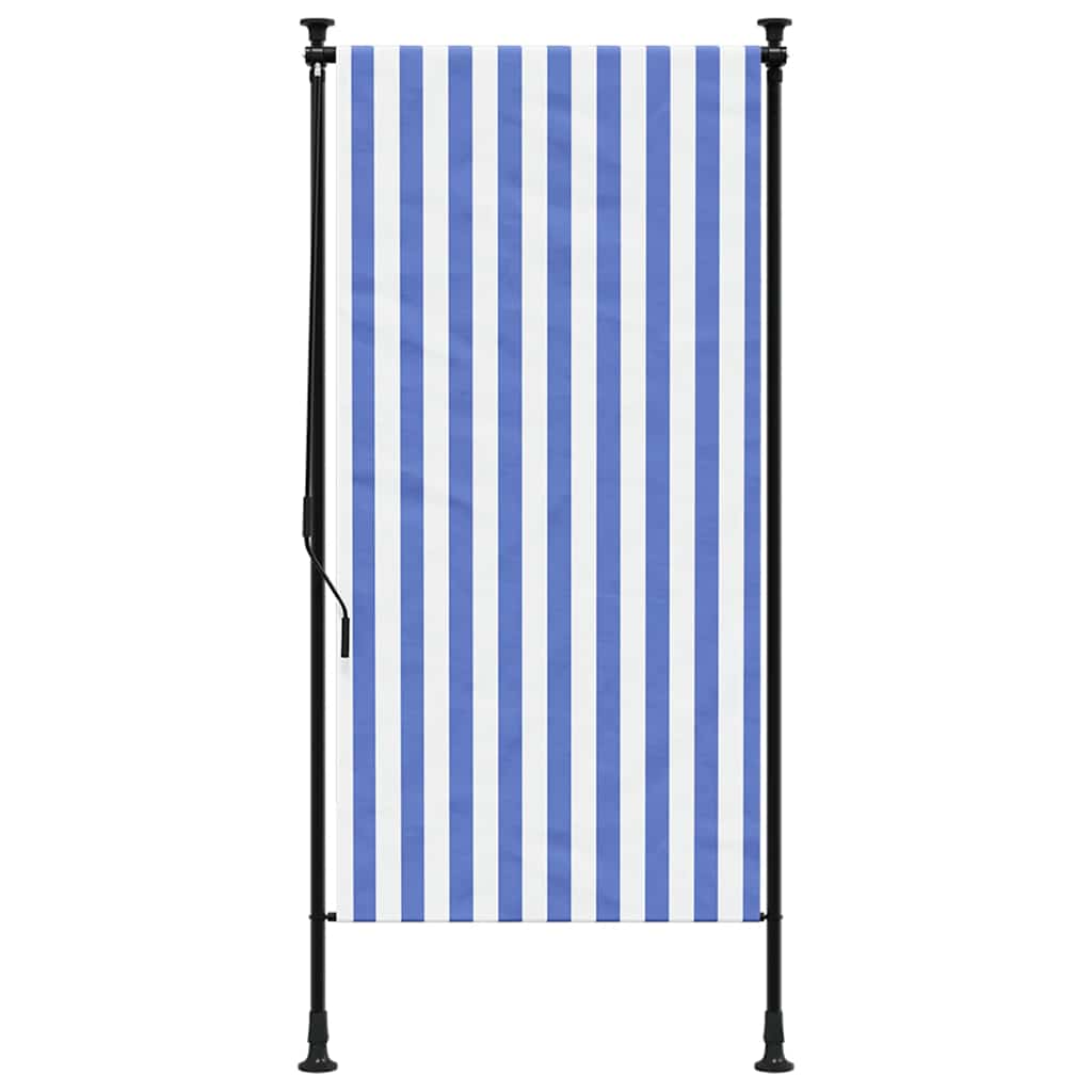 vidaXL Outdoor Roller Blind Blue and White 100x270 cm Fabric&Steel 3