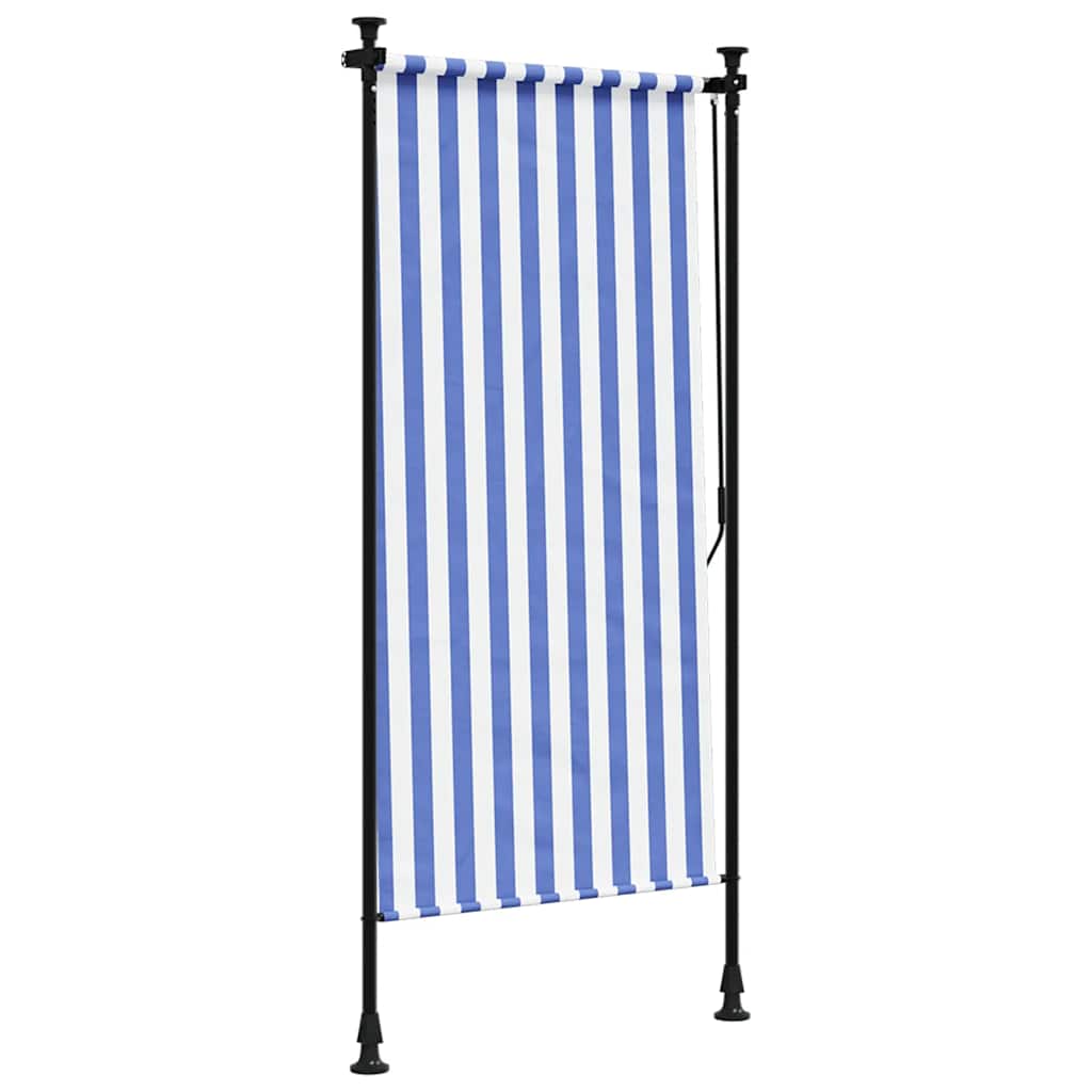 vidaXL Outdoor Roller Blind Blue and White 100x270 cm Fabric&Steel 5