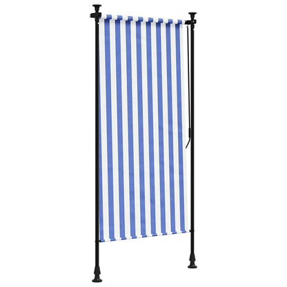 vidaXL Outdoor Roller Blind Blue and White 100x270 cm Fabric&Steel 5