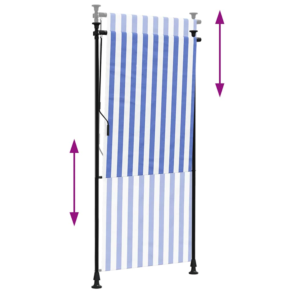 vidaXL Outdoor Roller Blind Blue and White 100x270 cm Fabric&Steel 6