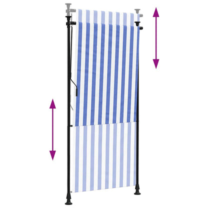 vidaXL Outdoor Roller Blind Blue and White 100x270 cm Fabric&Steel 6