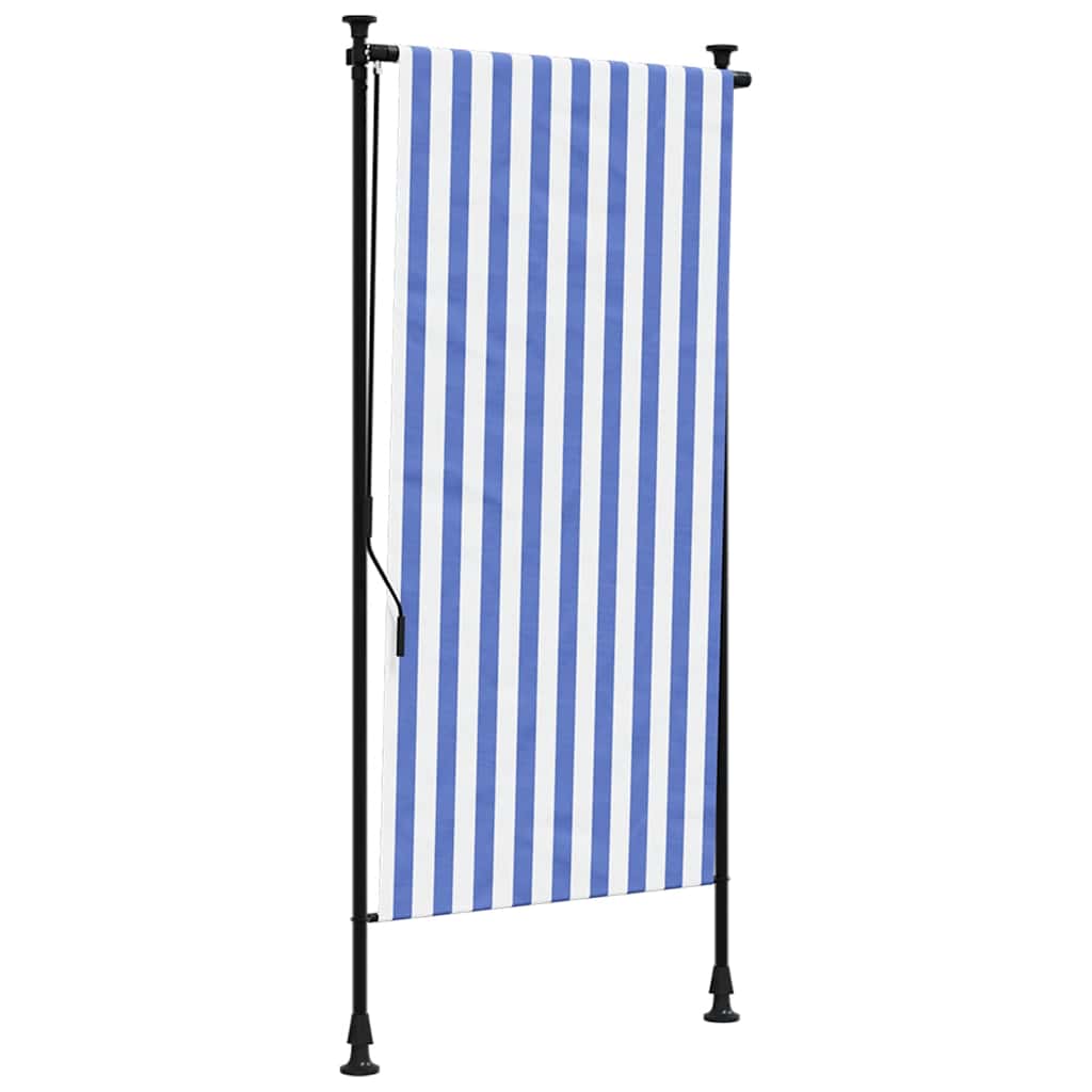 vidaXL Outdoor Roller Blind Blue and White 120x270 cm Fabric&Steel 2