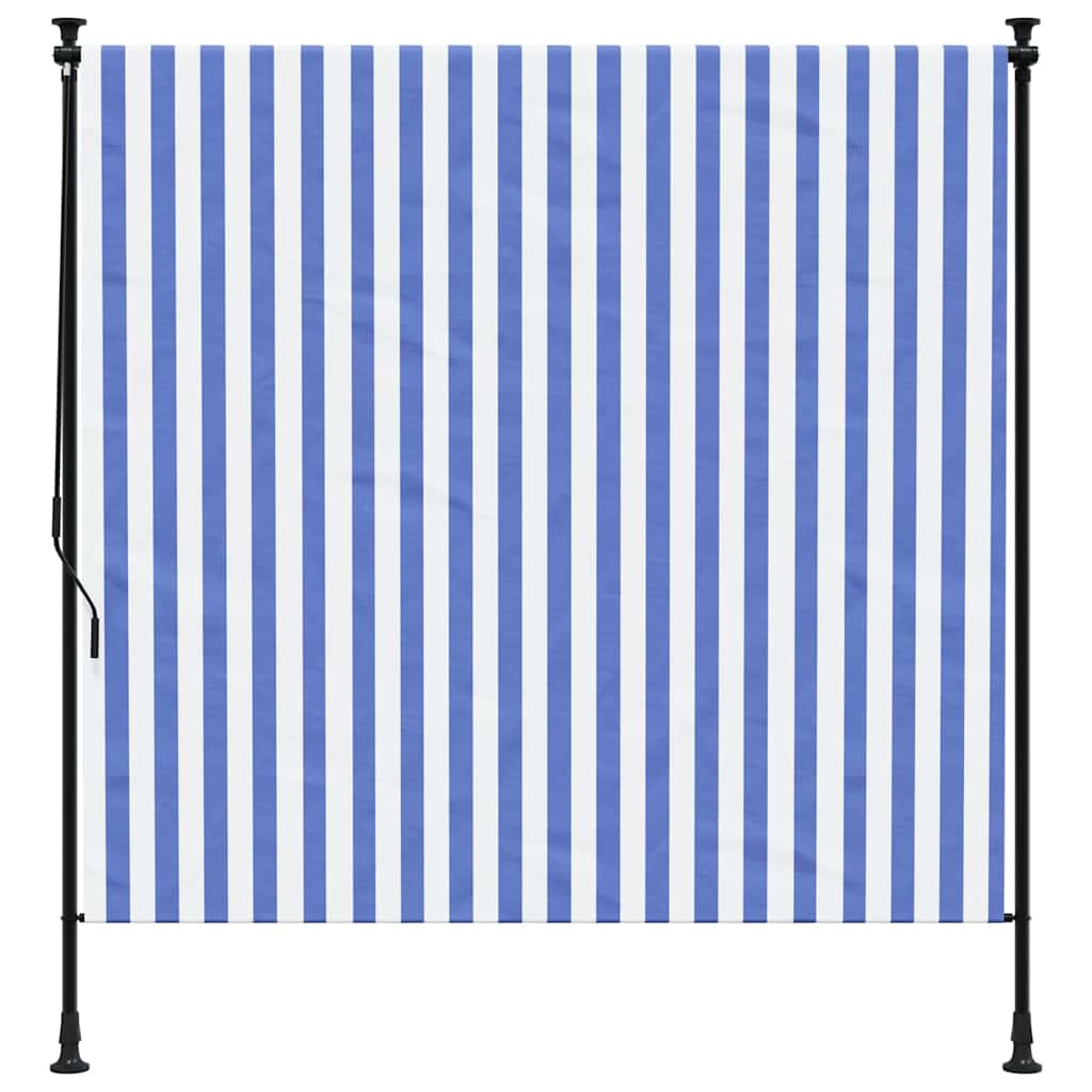 vidaXL Outdoor Roller Blind Blue and White 150x270 cm Fabric&Steel 3