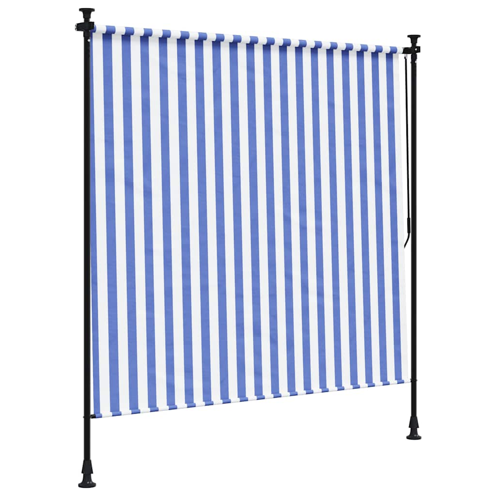 vidaXL Outdoor Roller Blind Blue and White 150x270 cm Fabric&Steel 5