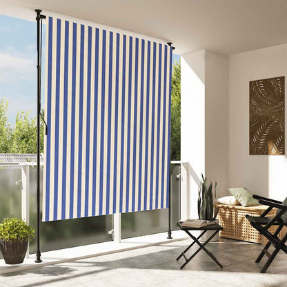 vidaXL Outdoor Roller Blind Blue and White 150x270 cm Fabric&Steel 1