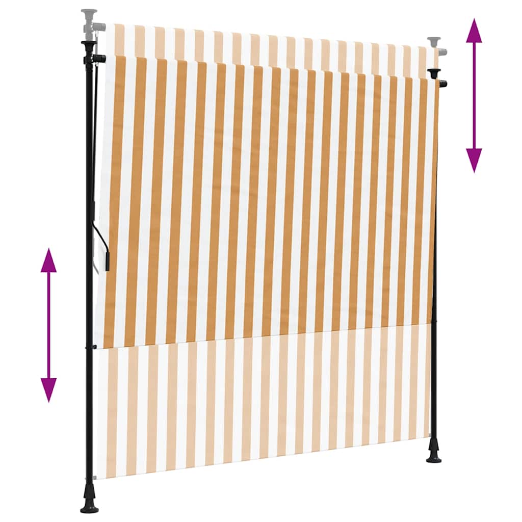 vidaXL Outdoor Roller Blind Orange and White 150x270 cm Fabric&Steel 6