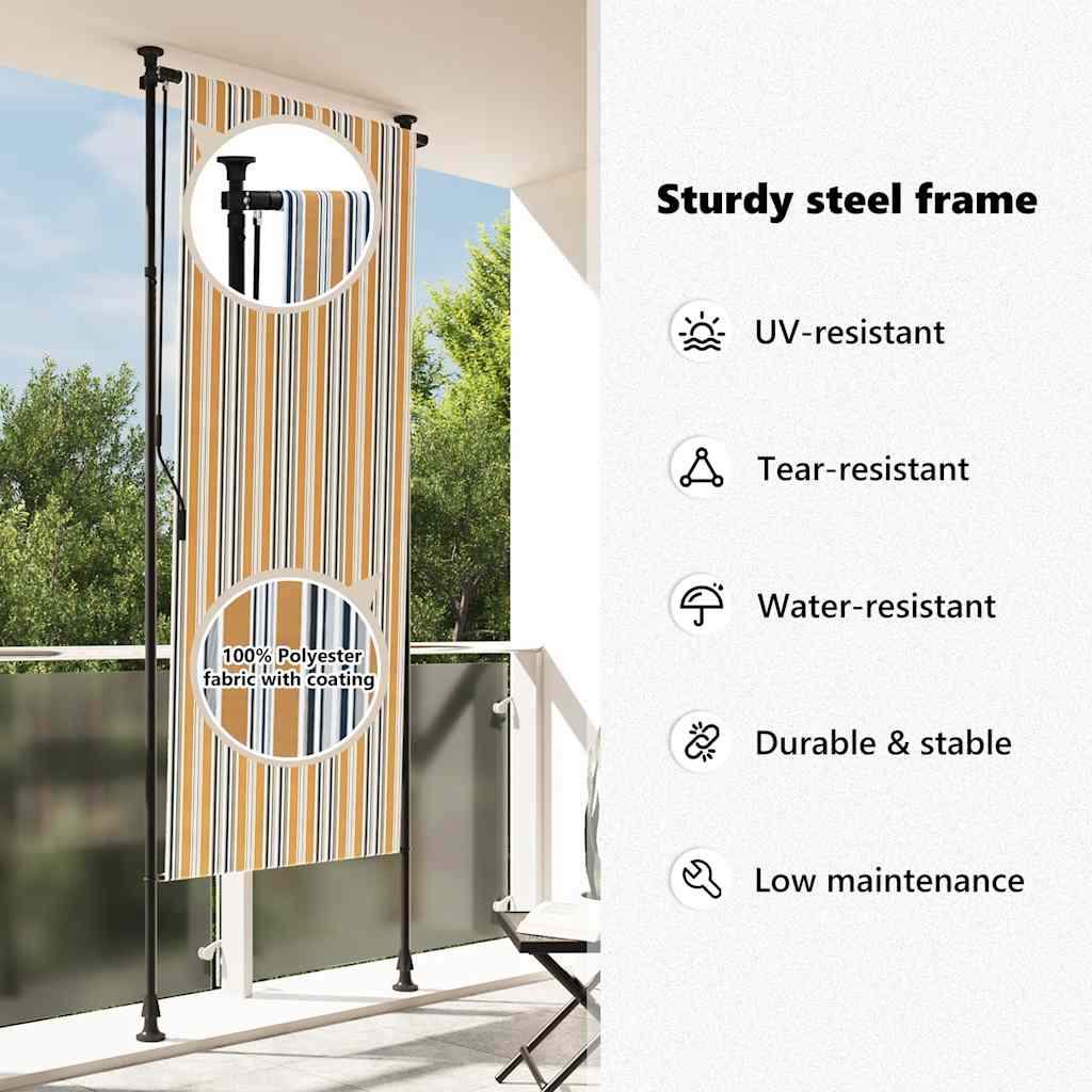 Outdoor Roller Blind 100 x 270 cm Yellow and white
