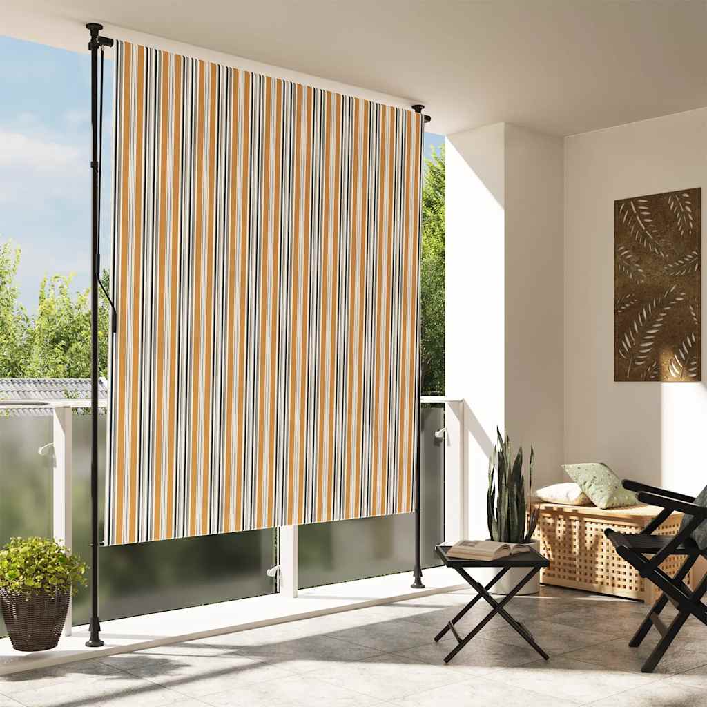 vidaXL Outdoor Roller Blind Yellow and White 150x270 cm Fabric&Steel 1