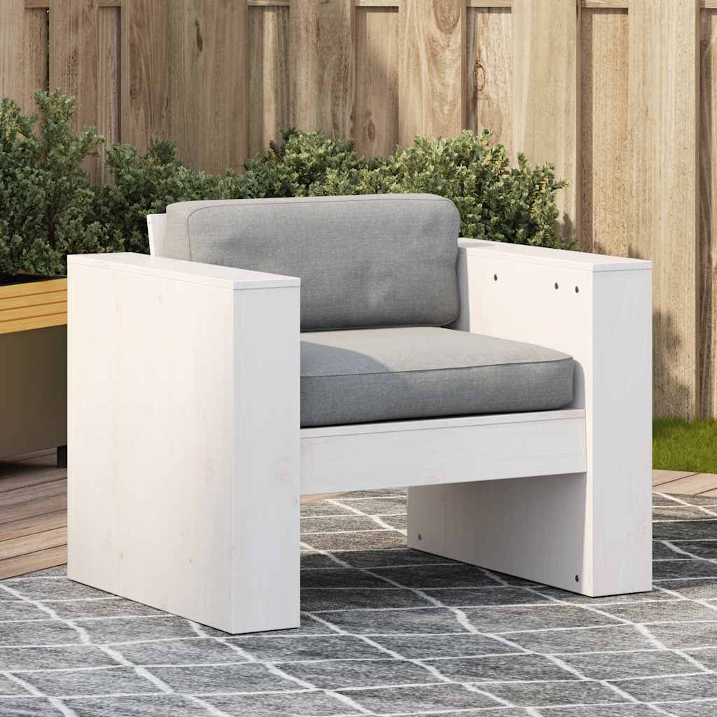 vidaXL Garden Sofa White 79x60x62 cm Solid Wood Pine 1