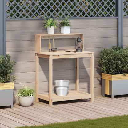 vidaXL Potting Table with Shelves 82.5x50x109.5 cm Solid Wood Pine 3