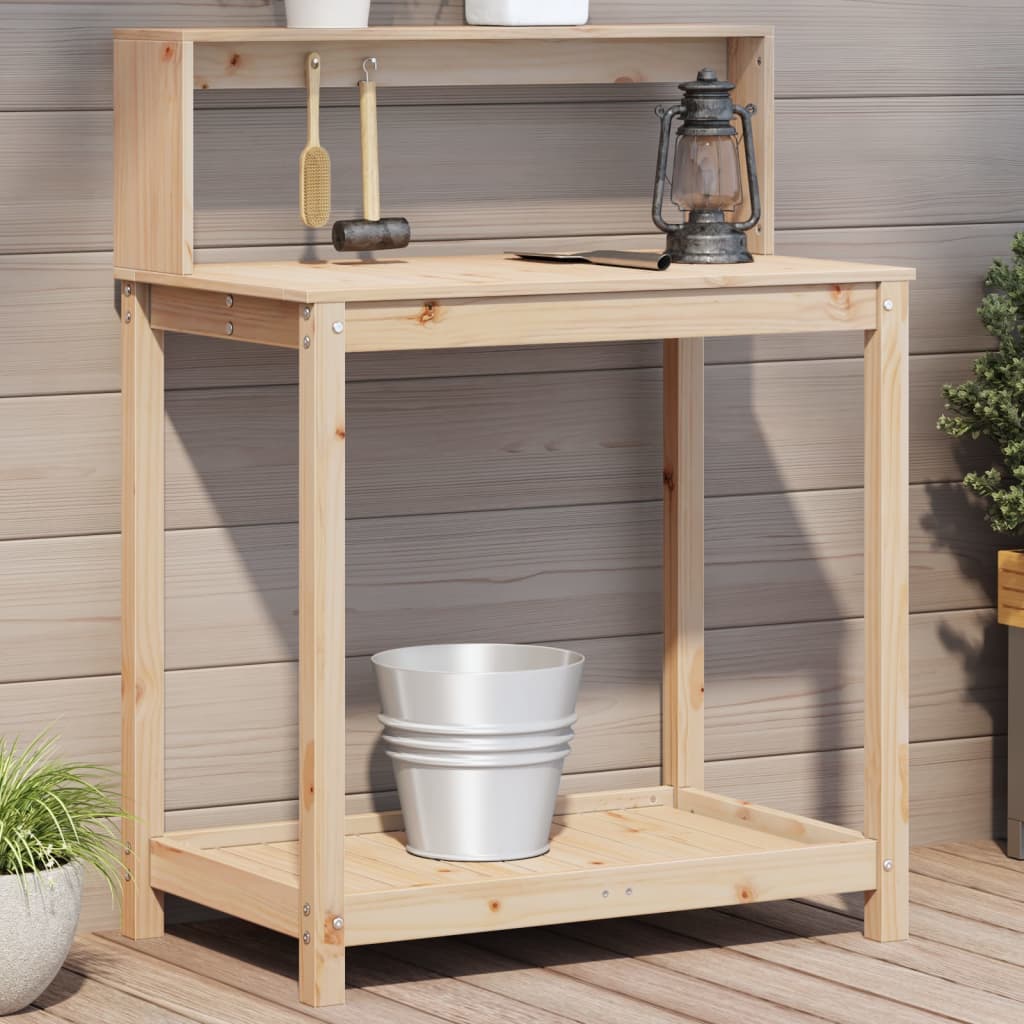 vidaXL Potting Table with Shelves 82.5x50x109.5 cm Solid Wood Pine 1