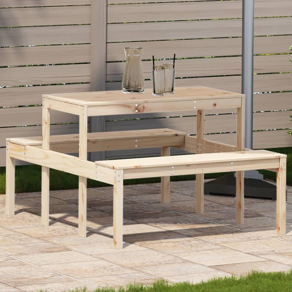 Picnic Table Solid Wood Pine Natural pine 110 x 134 x 75cm