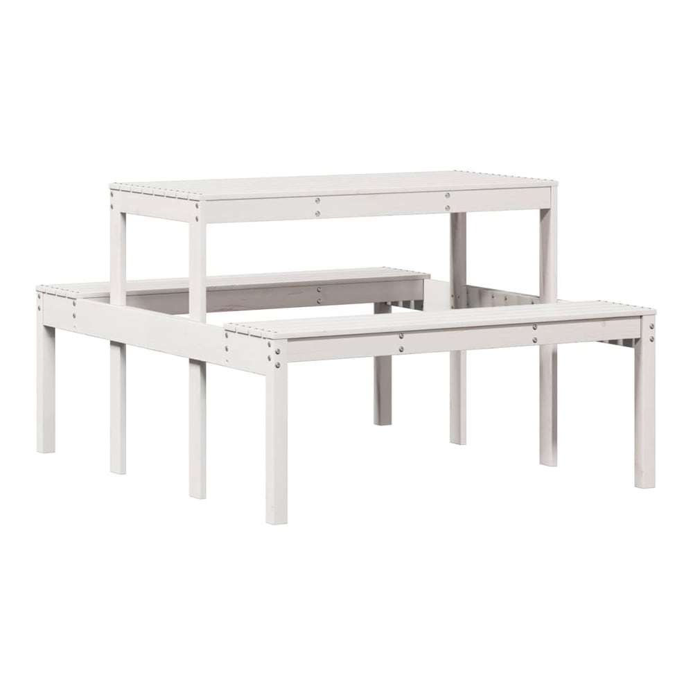 Picnic Table Solid Wood Pine White 110 x 134 x 75cm