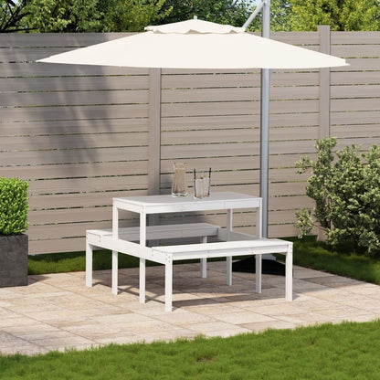 Picnic Table Solid Wood Pine White 110 x 134 x 75cm