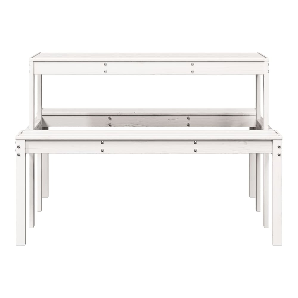 Picnic Table Solid Wood Pine White 110 x 134 x 75cm