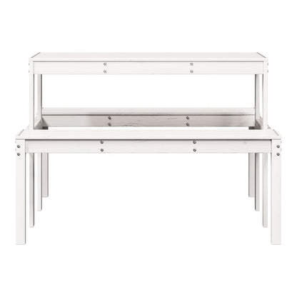 Picnic Table Solid Wood Pine White 110 x 134 x 75cm