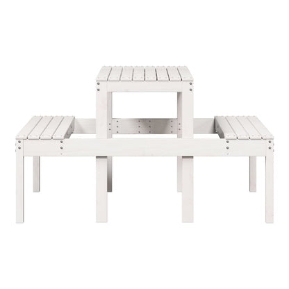 Picnic Table Solid Wood Pine White 110 x 134 x 75cm