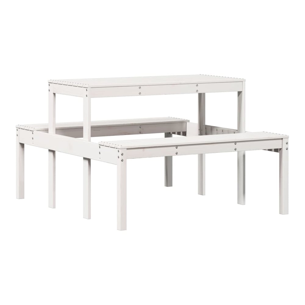 Picnic Table Solid Wood Pine White 110 x 134 x 75cm