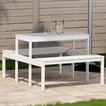 Picnic Table Solid Wood Pine White 110 x 134 x 75cm