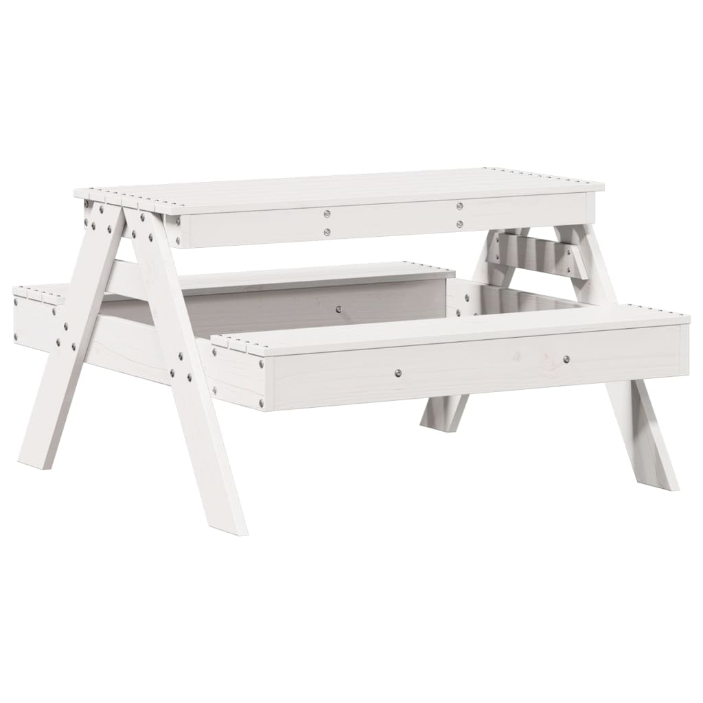 Picnic Table for Kids 88x97x52 cm Solid Wood Pine White