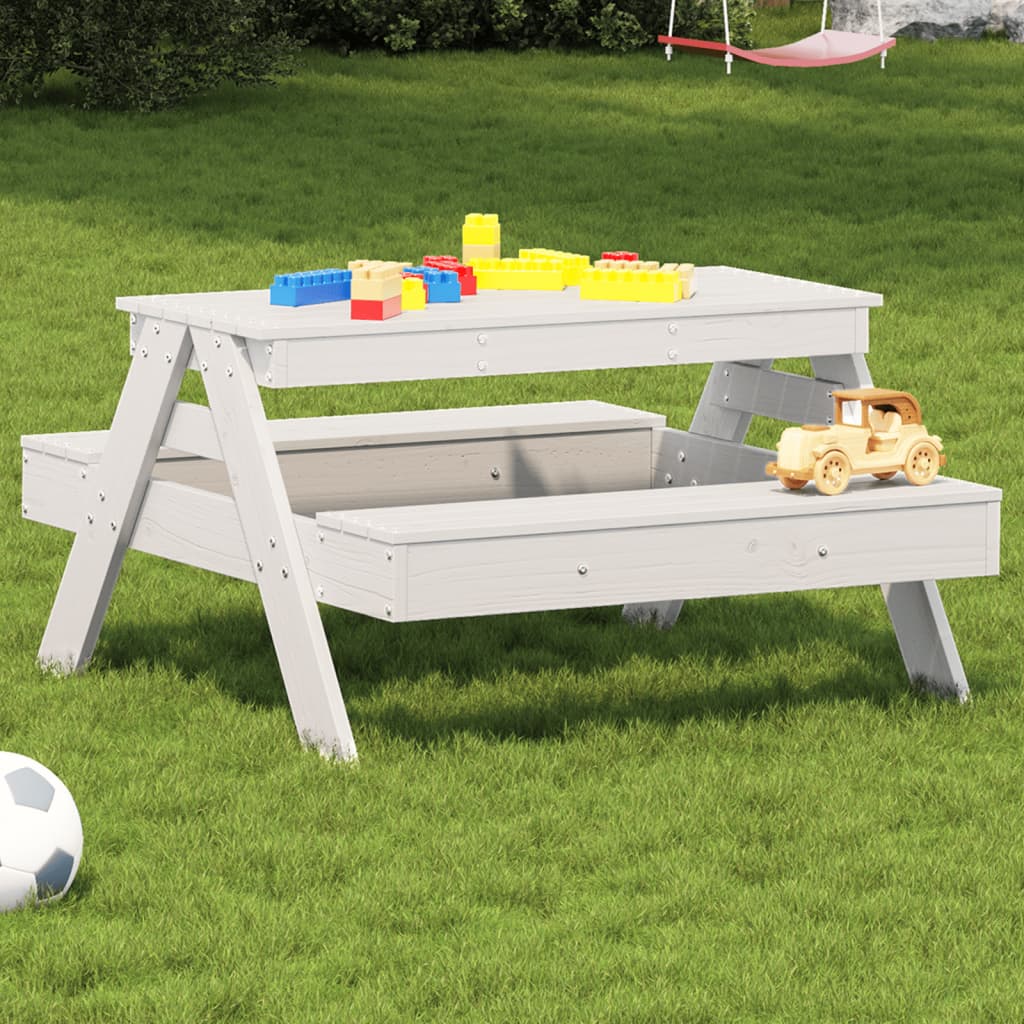 Picnic Table for Kids 88x97x52 cm Solid Wood Pine White