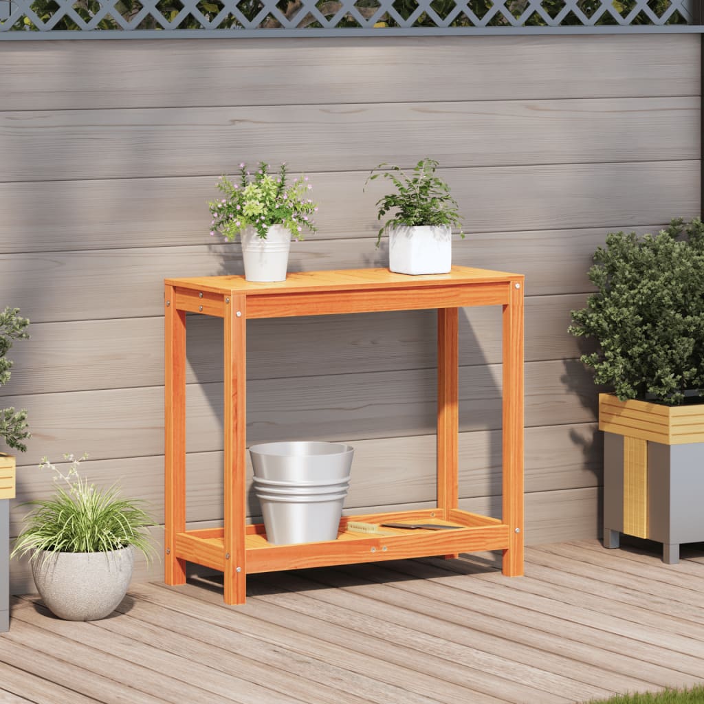 vidaXL Potting Table with Shelf Wax Brown 82.5x35x75 cm Solid Wood Pine 3