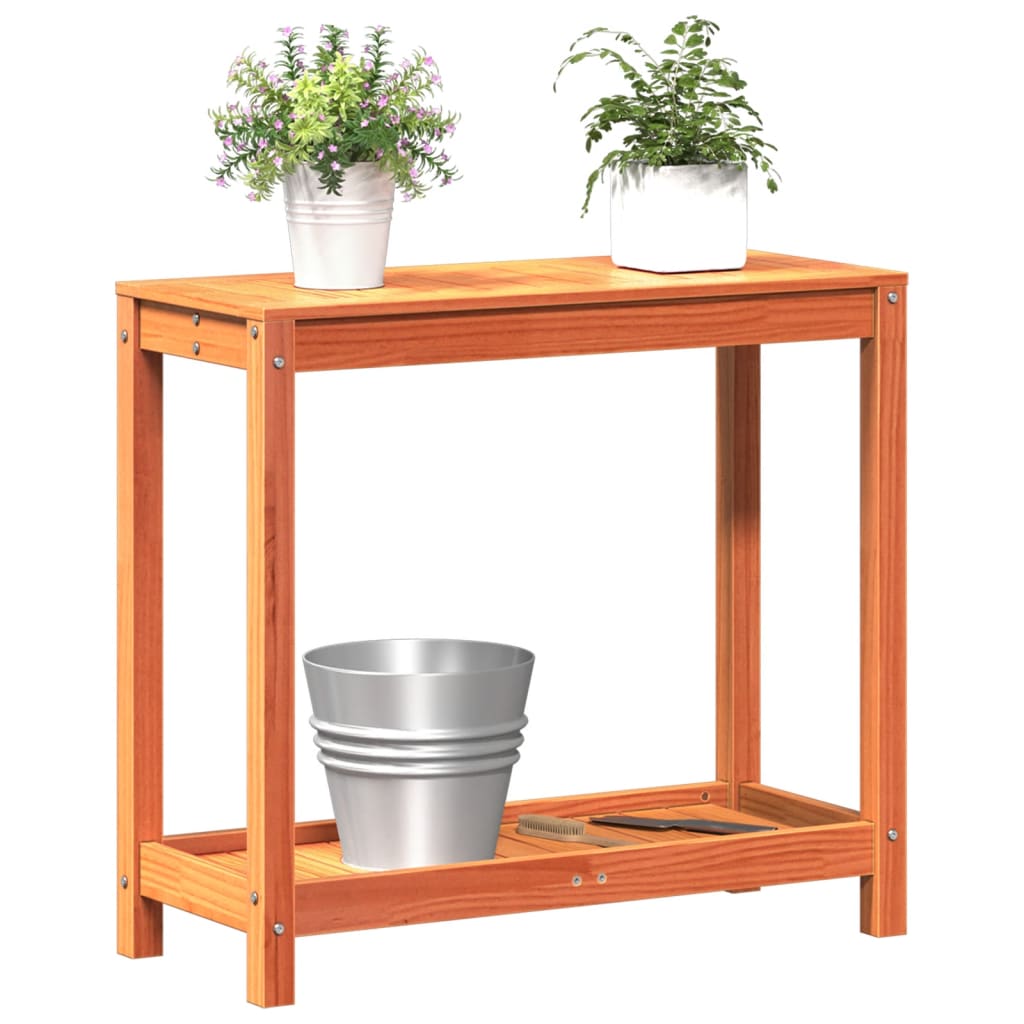 vidaXL Potting Table with Shelf Wax Brown 82.5x35x75 cm Solid Wood Pine 4