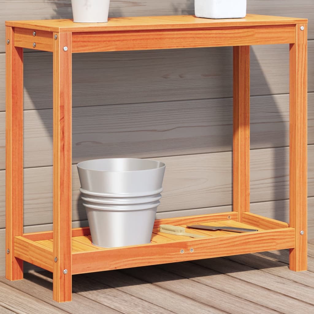 vidaXL Potting Table with Shelf Wax Brown 82.5x35x75 cm Solid Wood Pine 1