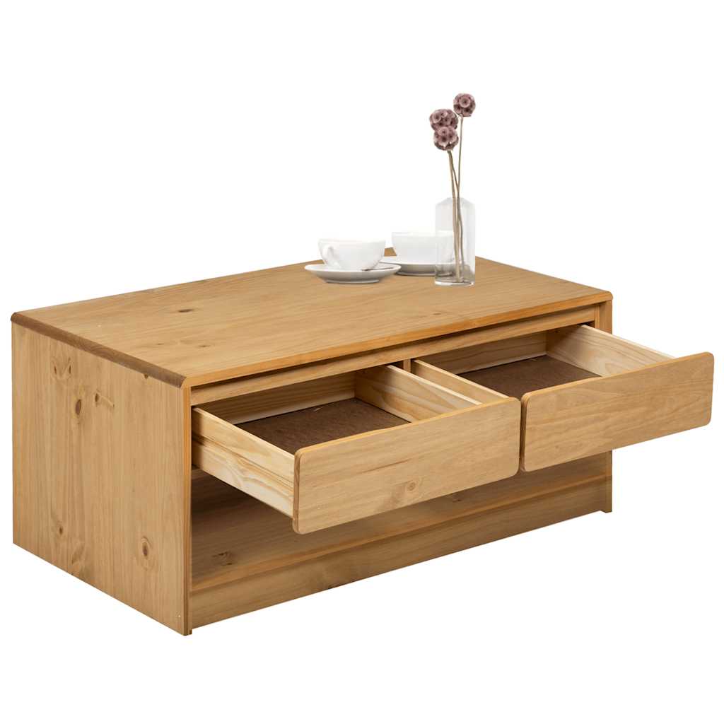 vidaXL Coffee Table SAUDA Oak 99x55x45 cm Solid Wood Pine 3