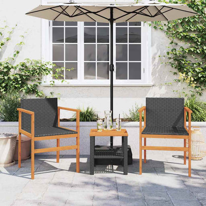 vidaXL Garden Chairs 2 pcs Black Poly Rattan&Solid Wood 3