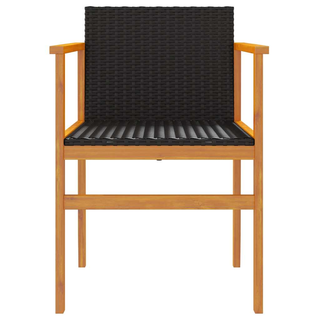 vidaXL Garden Chairs 2 pcs Black Poly Rattan&Solid Wood 5