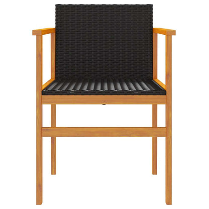 vidaXL Garden Chairs 2 pcs Black Poly Rattan&Solid Wood 5