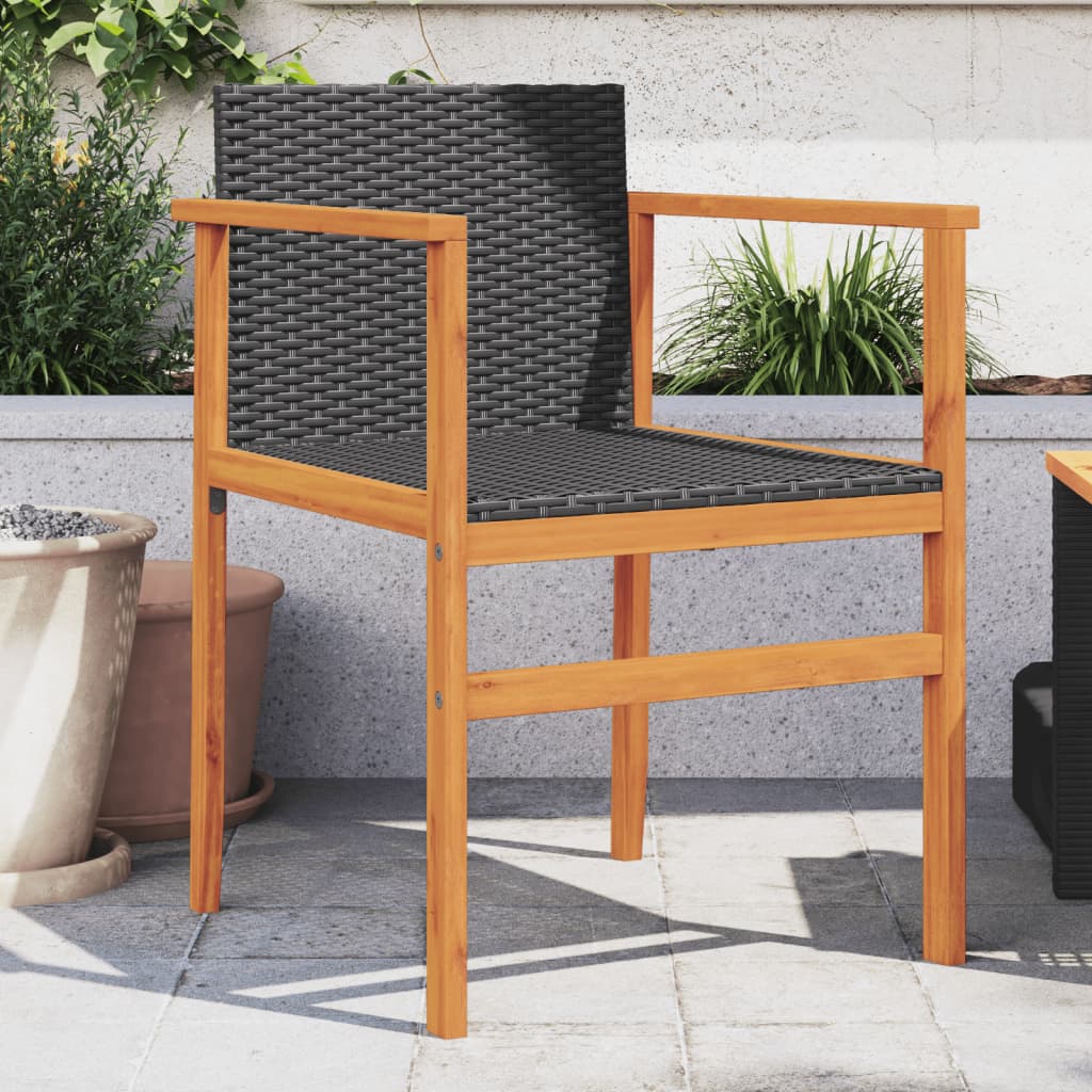 vidaXL Garden Chairs 2 pcs Black Poly Rattan&Solid Wood 1