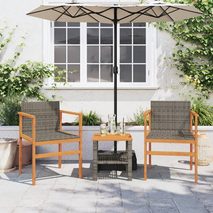 vidaXL Garden Chairs 2 pcs Grey Poly Rattan&Solid Wood 3