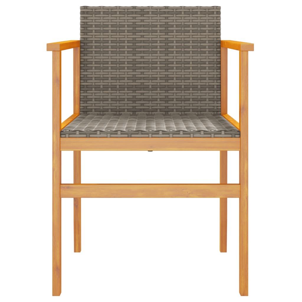 vidaXL Garden Chairs 2 pcs Grey Poly Rattan&Solid Wood 5