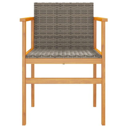vidaXL Garden Chairs 2 pcs Grey Poly Rattan&Solid Wood 5