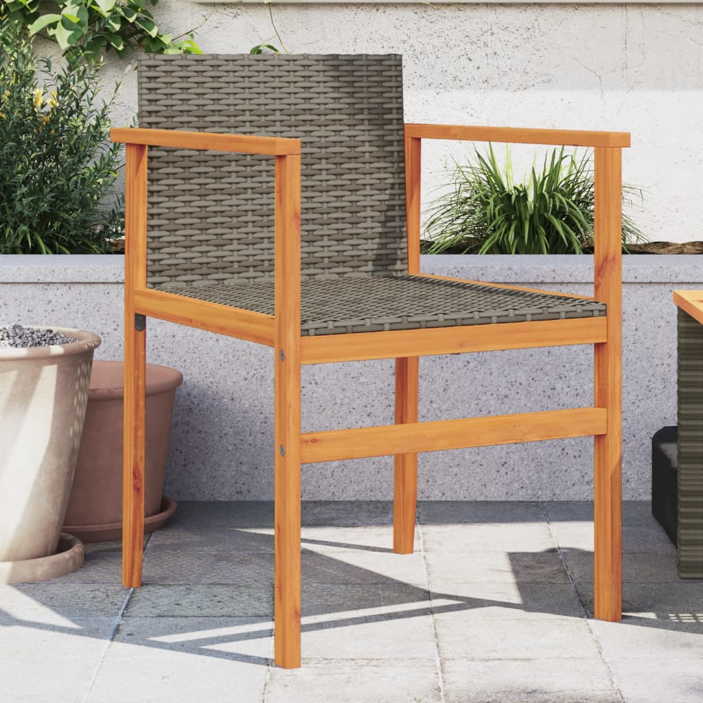 vidaXL Garden Chairs 2 pcs Grey Poly Rattan&Solid Wood 1