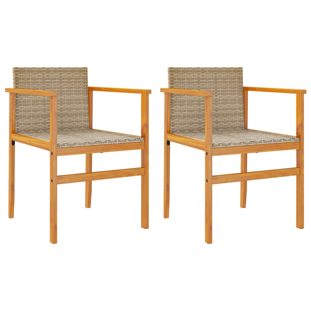 vidaXL Garden Chairs 2 pcs Beige Poly Rattan&Solid Wood 2